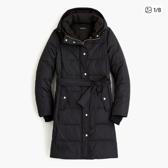 J. Crew Mercantile Long Puffer Coat in Black Women’s SZ Small with Belt - Picture 3 of 8